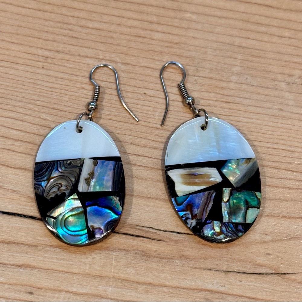 Elegant Mosaic Shell Earrings Tahiti Women